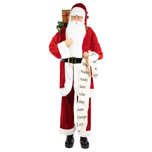 72" Red and White Santa Claus with Naughty or Nice List Christmas Figure - IMAGE 1