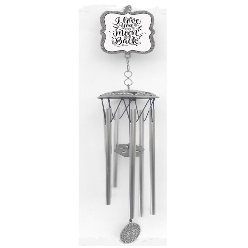 20.5" Gray and White "Love You To The Moon" Wind Chime - IMAGE 1