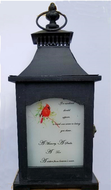 14.75" Black Cardinal Candle Lantern - IMAGE 1