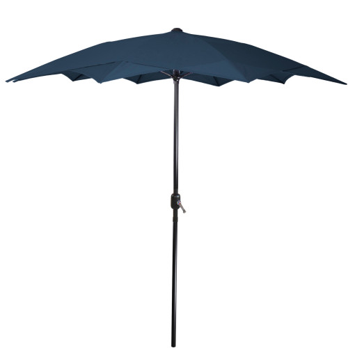 8.5ft Outdoor Patio Lotus Umbrella with Hand Crank, Navy Blue - IMAGE 1