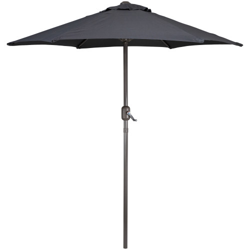 7.5ft Outdoor Patio Market Umbrella with Hand Crank, Gray - IMAGE 1