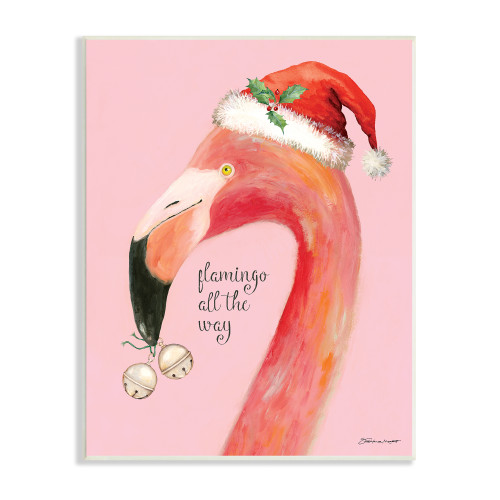 Christmas Santa "Flamingo All The Way" Wall Sign, 13" x 19" - IMAGE 1