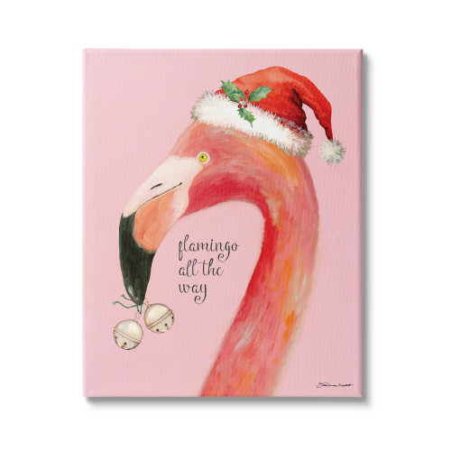 Christmas Santa "Flamingo All The Way" Stretched Canvas Wall Art, 36" x 48" - IMAGE 1