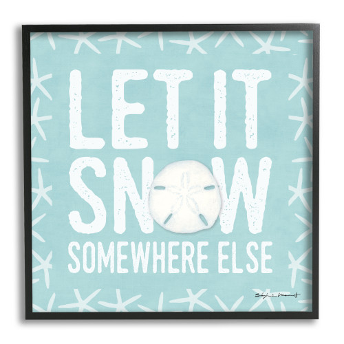 Nautical Winter “Let It Snow” Christmas Black Framed Wall Art, 17” x 17” - IMAGE 1