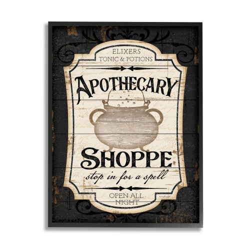 Witch Potion "Apothecary Shoppe" Cauldron Halloween Black Framed Wall Art, 16” x 20” - IMAGE 1