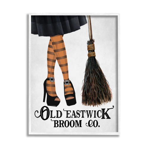 Witch Striped Stockings "Old Eastwick" Halloween White Framed Wall Art, 11” x 14” - IMAGE 1