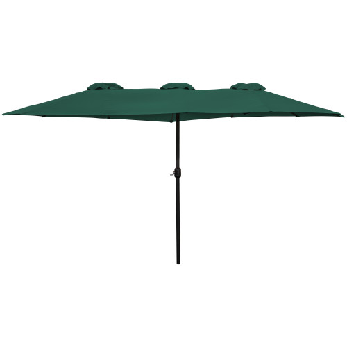 15' Outdoor Patio Market Umbrella with Hand Crank, Green - IMAGE 1