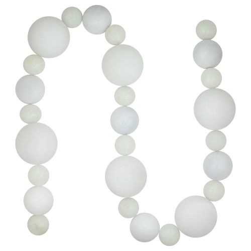 3-Finish Shatterproof Ball Christmas Garland - 6' x 4" - White - Unlit - IMAGE 1