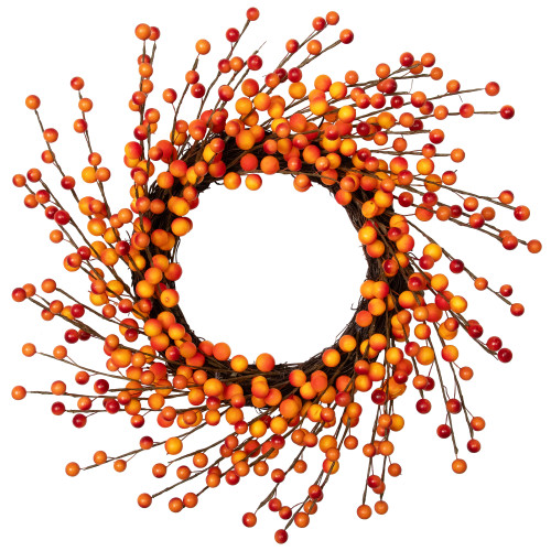 Artificial Berries Fall Harvest Twig Wreath - 14" - Orange & Red ...