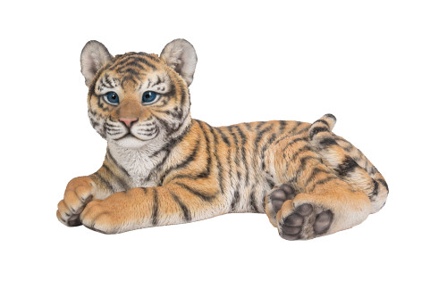 21.25" Tiger Cub Laying Down Garden Outdoor Statue - IMAGE 1