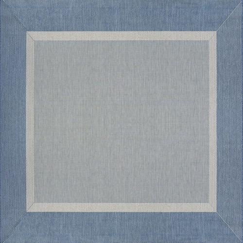 7.50' x 7.50' Blue And Gray Square Flatwoven Area Throw Rug - IMAGE 1