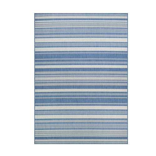 7.5 ' x 10.75 ' Blue Striped Rectangular Area Throw Rug - IMAGE 1