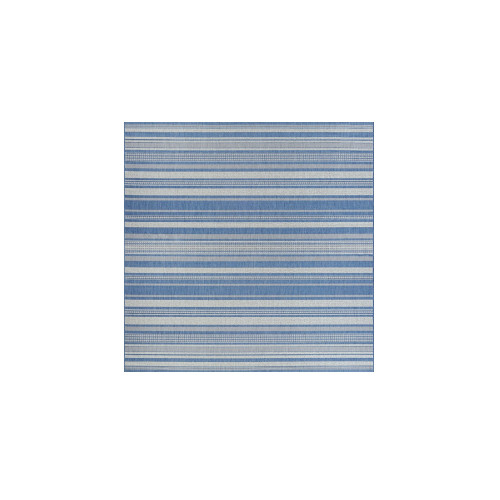 8.5 ' x 8.50' Blue Striped Square Area Throw Rug - IMAGE 1