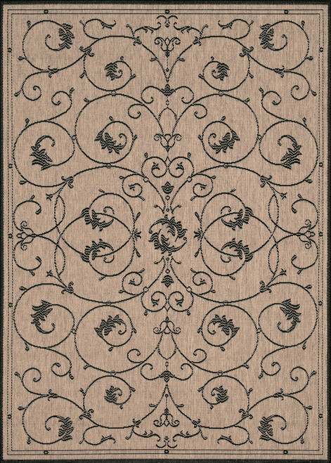 7.5' x 10.75' Black Rectangular Polypropylene Area Throw Rug - IMAGE 1