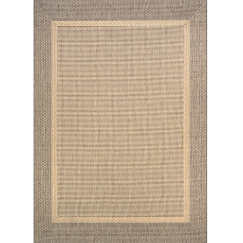 3.75' x 5.25' Beige and Brown Rectangular Polypropylene Area Throw Rug - IMAGE 1