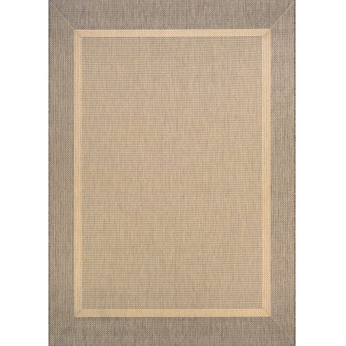 5.25' x 7.50' Beige and Brown Rectangular Polypropylene Area Throw Rug - IMAGE 1