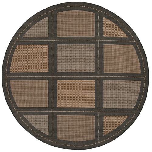 7.5' Plaid Round Area Throw Rug - Brown and Black - IMAGE 1
