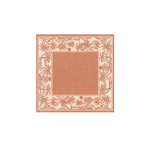 8.5 ' x 8.50' Orange Island-Inspired Square Area Throw Rug - IMAGE 1