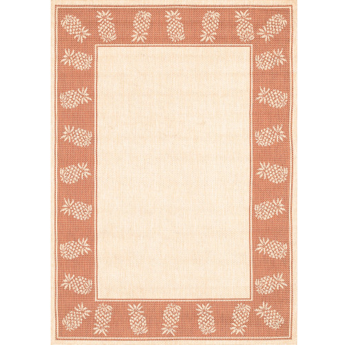 2' x 3.5' Tropics Rectangular Area Throw Rug - Beige and Orange - IMAGE 1