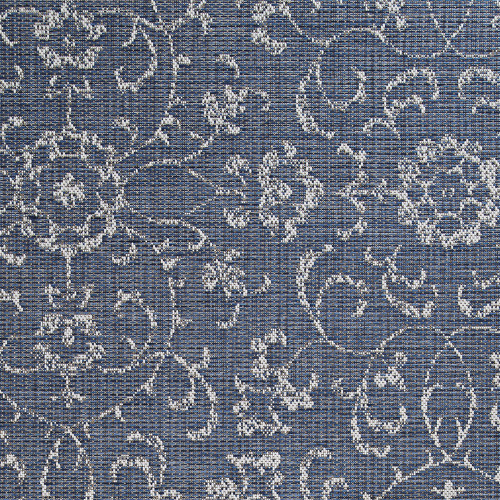 5.25' x 7.5' Navy Blue and Ivory Floral Rectangular Outdoor Area Throw Rug - IMAGE 1