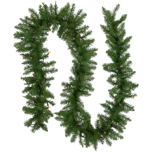 Pre-Lit Rockwood Pine Artificial Christmas Garland - 9' x 10" - Multi Lights - IMAGE 1