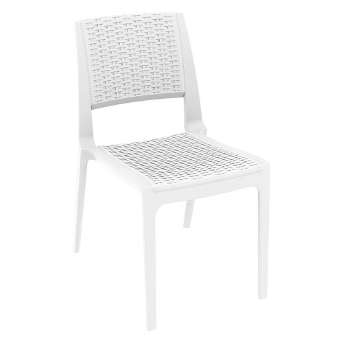 34" White Outdoor Patio Wickerlook Dining Chair - IMAGE 1