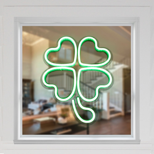 LED St. Patrick's Day Shamrock Neon Lighted Wall or Window Decoration - 5" - IMAGE 1