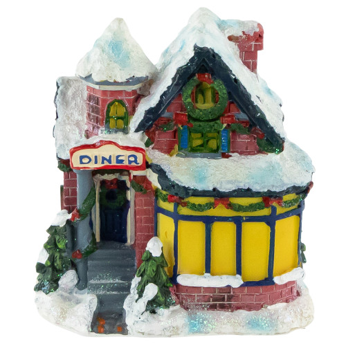 Snowy Diner Christmas Village Building Decoration - 4" - IMAGE 1