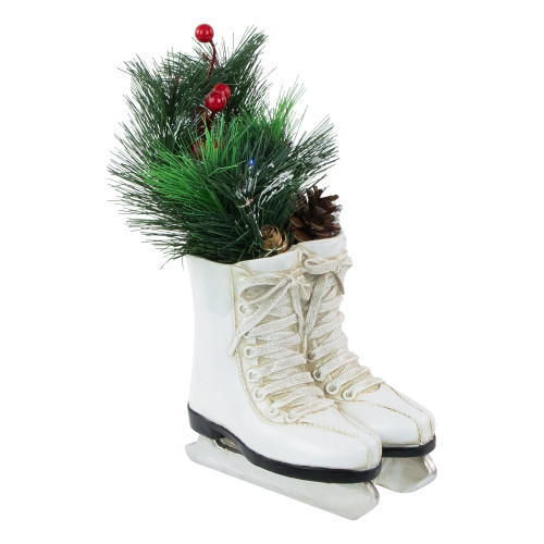 LED Lighted Ice Skates with Floral Arrangement Christmas Decoration - 12" - IMAGE 1