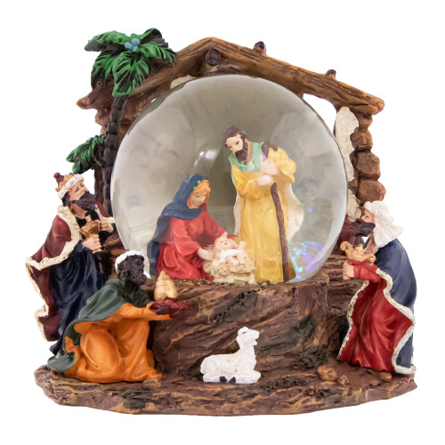 Holy Family Christmas Nativity Musical Water Globe - 6.75" - IMAGE 1