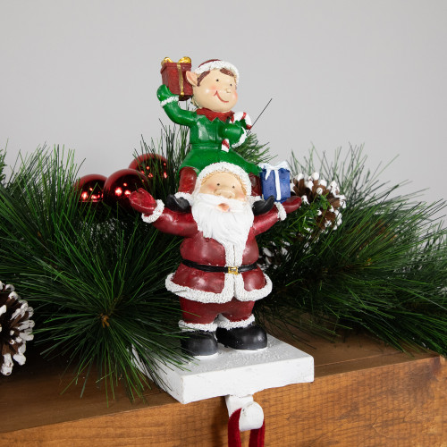 8.75" Santa and Elf Christmas Stocking Holder - IMAGE 1