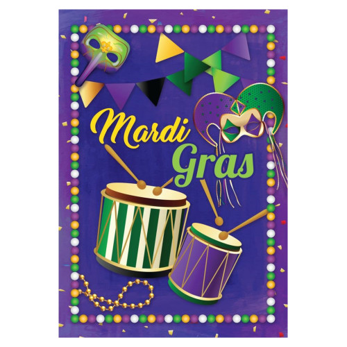 Mardi Gras Drums and Masks Outdoor House Flag 40" x 28" - IMAGE 1