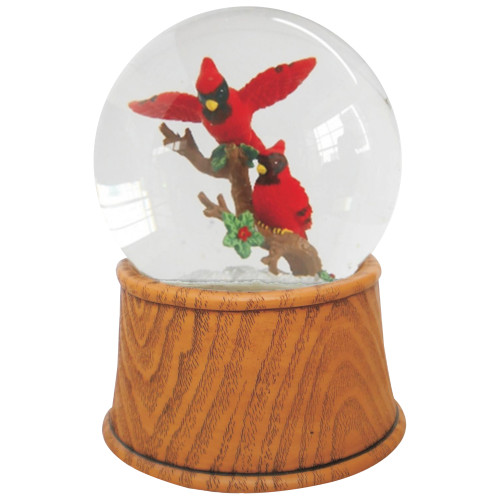 5.5" Pair of Cardinals on Branch Christmas Snow Globe - IMAGE 1