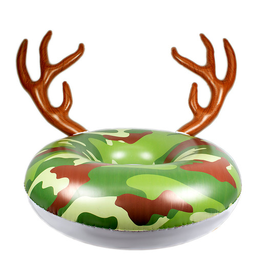 48" Camouflage Inflatable Inner Tube Ring Float with Antlers - IMAGE 1