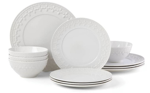 Set of 12 White Chelse Muse Fleur Dinner Set Collection, 13" - IMAGE 1
