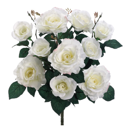 Artificial Rose Bush Spray - 18" - White - IMAGE 1