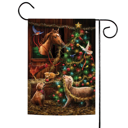 Christmas Barn Outdoor Garden Flag 18" x 12.5" - IMAGE 1