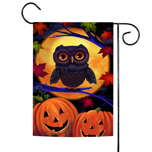 Owl and Jack-O-Lantern Halloween Outdoor Garden Flag 18" x 12.5" - IMAGE 1