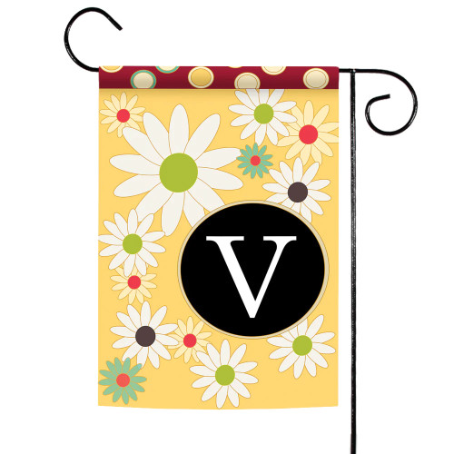 Floral Monogram Letter V Outdoor Garden Flag 18" x 12.5" - IMAGE 1