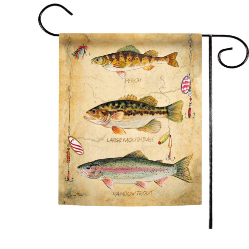 Perch Largemouth Bass Rainbow Trout Outdoor Garden Flag 18" x 12.5" - IMAGE 1