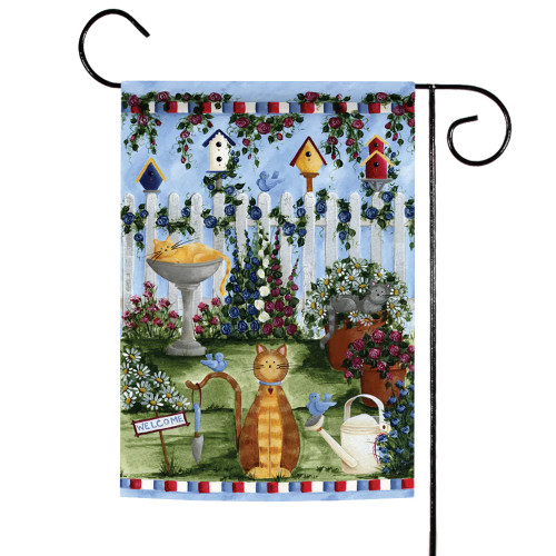 Cats and Flowers Outdoor Garden Flag 18" x 12.5" - IMAGE 1