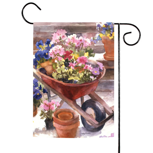 Red Wheelbarrow Outdoor Garden Flag 18" x 12.5" - IMAGE 1