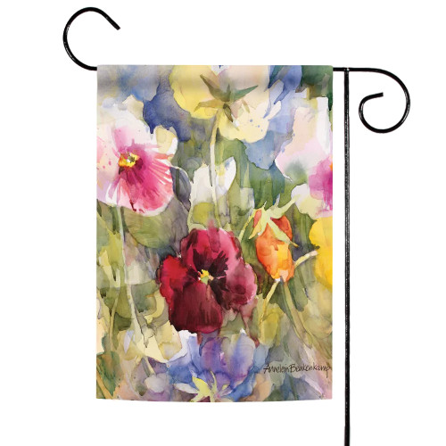 Pansies Posing Wall Art Outdoor Garden Flag 18" x 12.5" - IMAGE 1