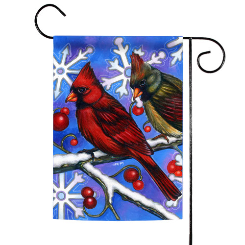 Birds and Snowflakes Christmas Outdoor Garden Flag 18" x 12.5" - IMAGE 1