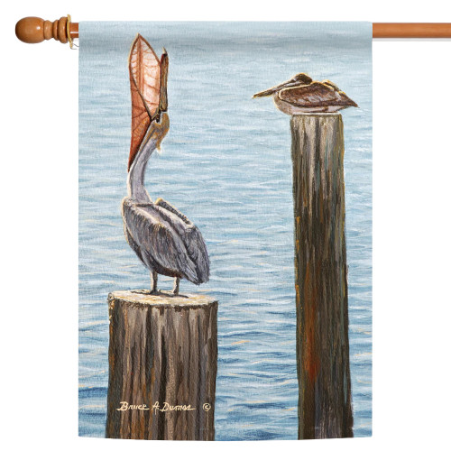 Sea Ocean Birds Pillars Outdoor House Flag 40" x 28" - IMAGE 1