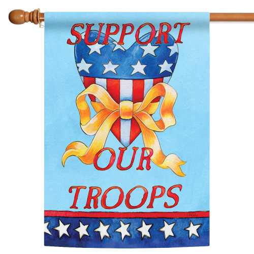 Yellow Ribbon "Support Our Troops" Patriotic Outdoor Flag - 40" x 28" - IMAGE 1