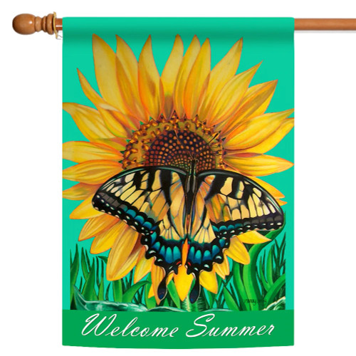 Welcome Summer Sunflower Outdoor House Flag - 40" x 28" - IMAGE 1