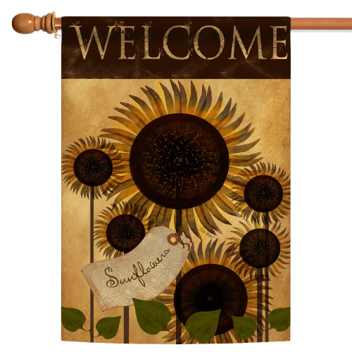 Rustic Sunflower Farm "Welcome" Outdoor Flag - 40" x 28" - IMAGE 1