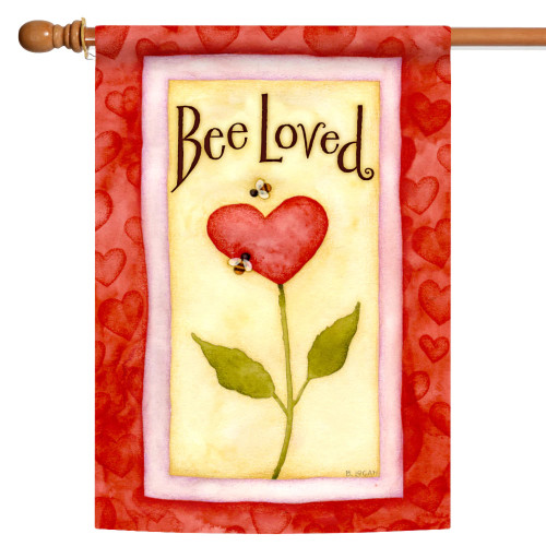 Valentines 'Bee Loved' Outdoor House Flag 40" x 28" - IMAGE 1