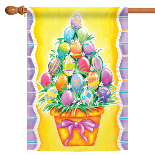 Easter Egg Stack on Vase Outdoor House Flag 40" x  28" - IMAGE 1